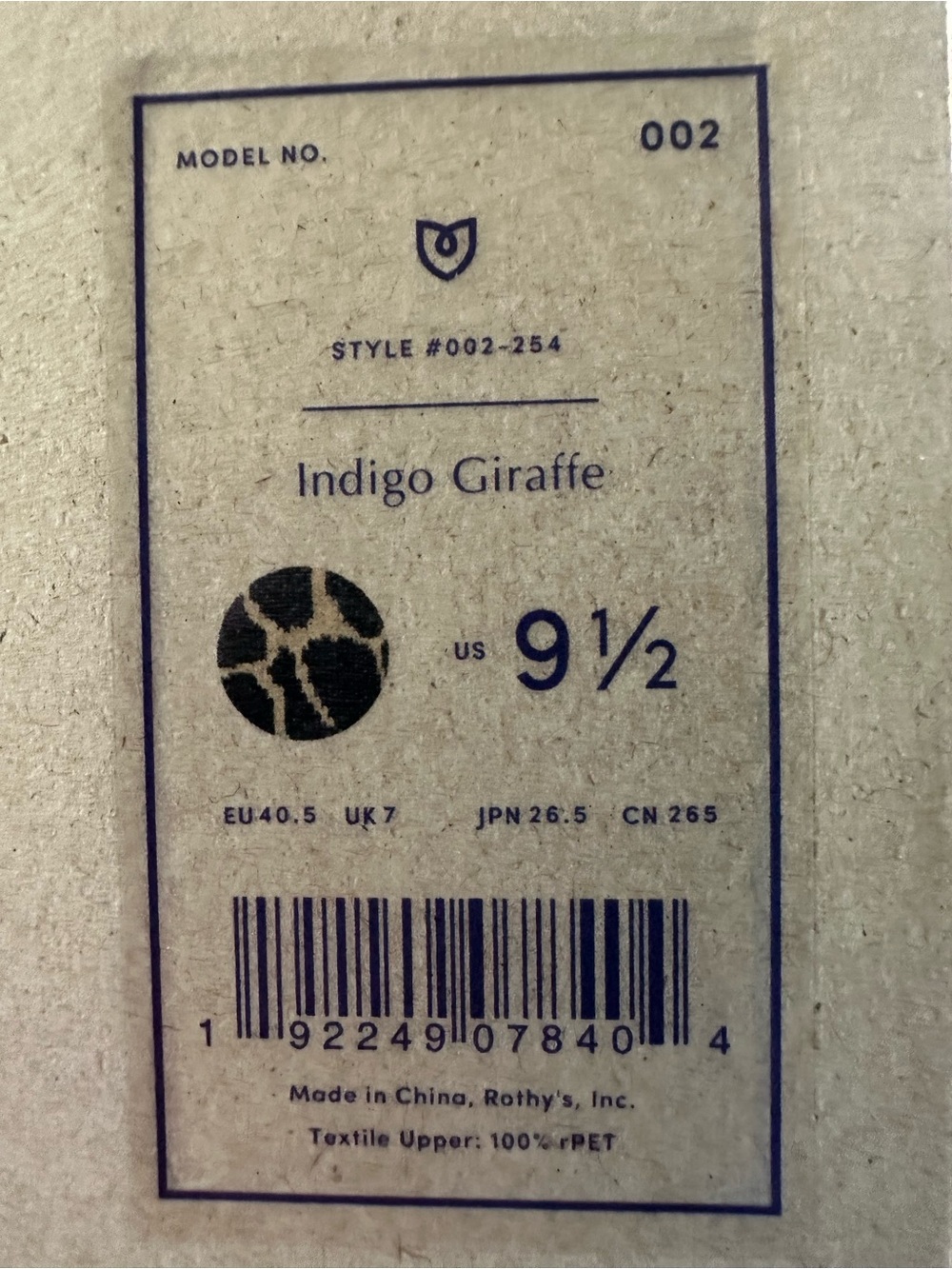 Rothy’s The Point Indigo Giraffe Flats NIB Retired Rare Size 9.5 - Picture 8 of 8
